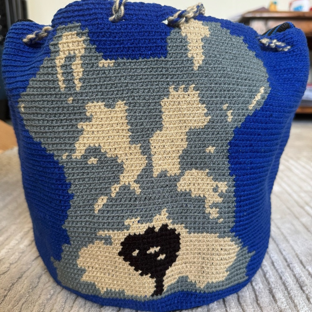 Schnauzer Dog Tote Shoulder Bag Blue / Black HANDMADE